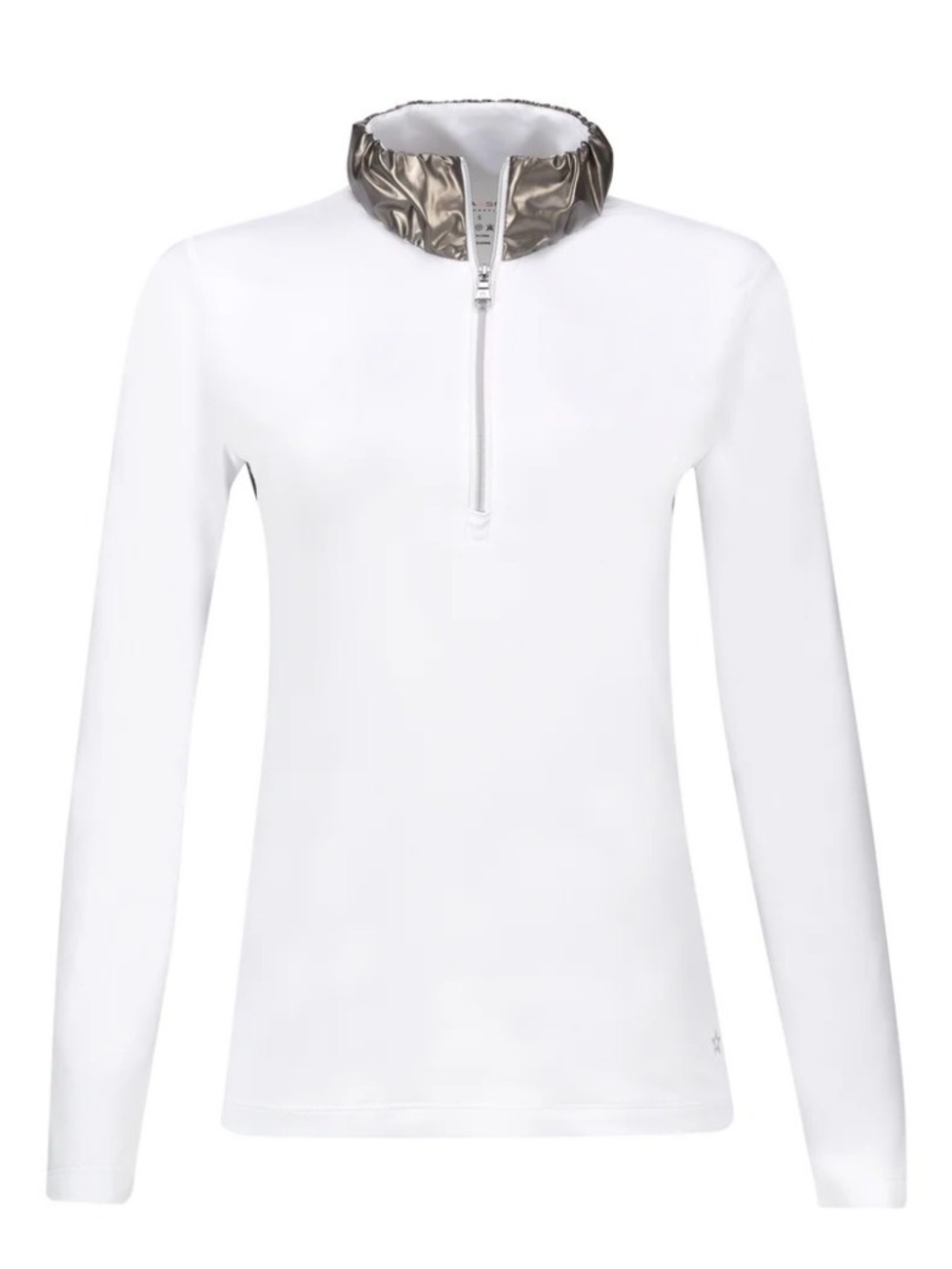 Lohla Sport Golf White Long-Sleeve Half-Zip Top with Metallic Collar